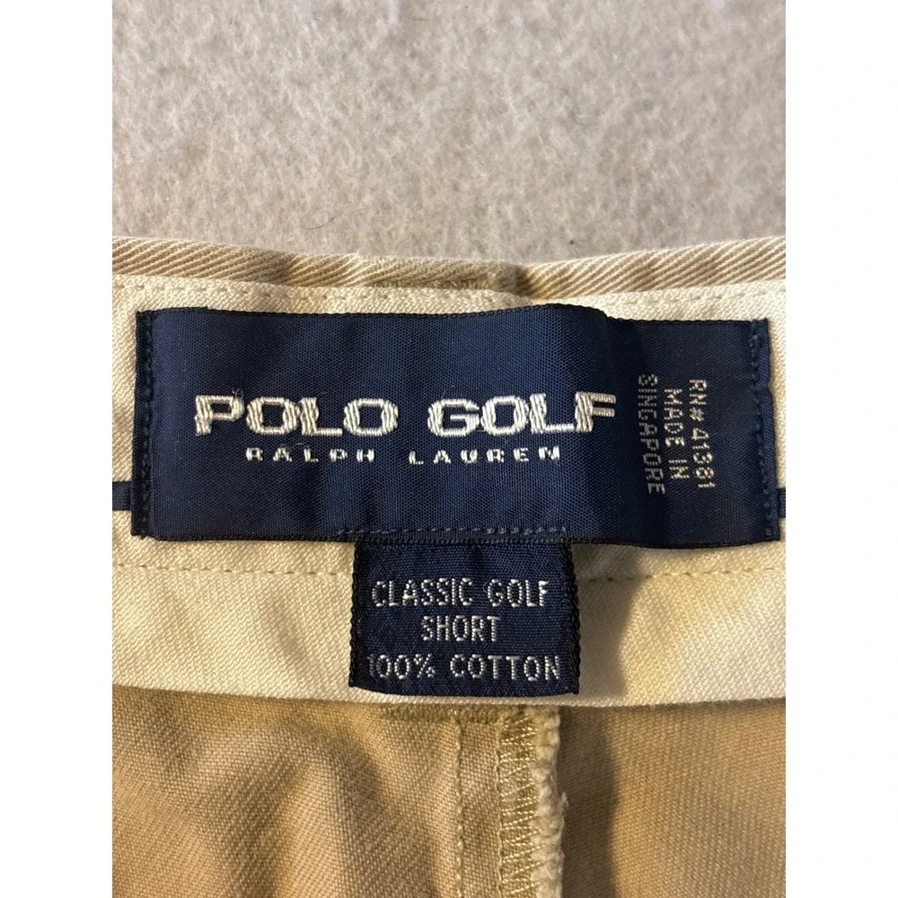 Polo Golf Ralph Lauren Pleated Shorts Mens 40 Khaki Tan Good Classic Crest Patch